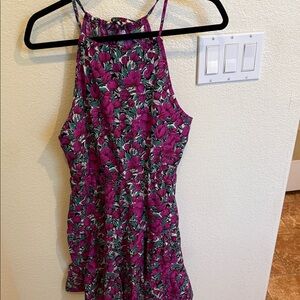 Floral Midi Dress in Purple and Green